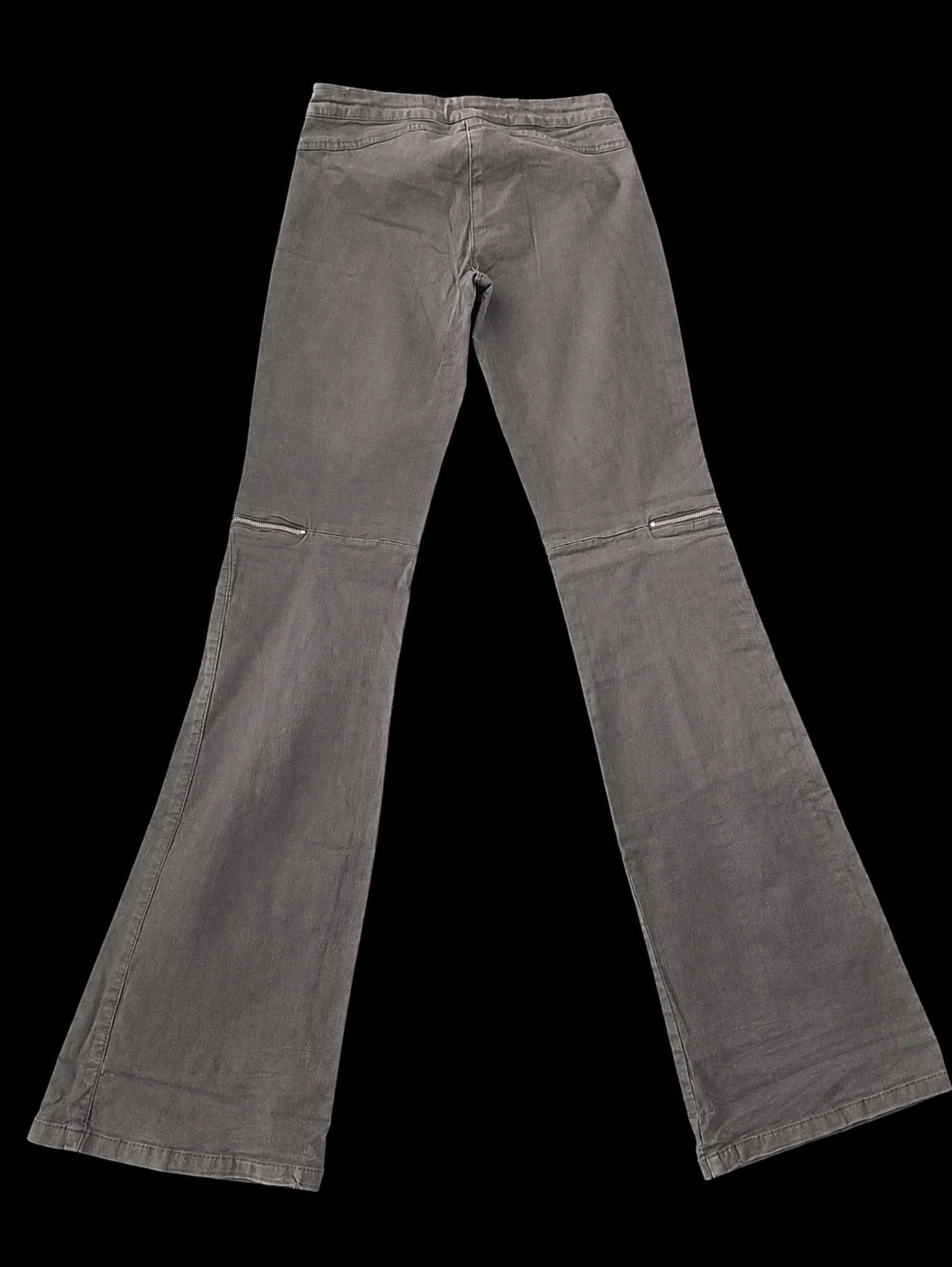 Y2K Grijze Lage Taille Uitlopende Broek met Rits Knie Detail & Zijgesp. Maat 36. – photo 7